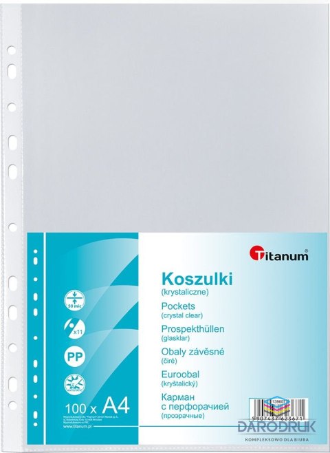Titanum Koszulki na dokumenty Titanum A4 krystaliczne 50 szt. typ U 50um