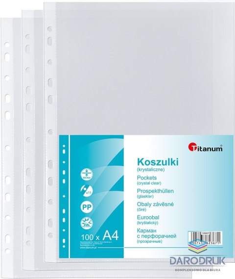 Titanum Koszulki na dokumenty Titanum A4 krystaliczne 50 szt. typ U 50um
