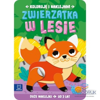 Aksjomat Książka dla dzieci Koloruję i naklejam. Zwierzątka w lesie. Duże naklejki od 3 lat Aksjomat