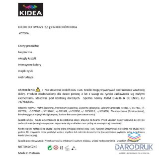Kidea Farba do malowania twarzy 6 kolor. Kidea (KDT6KA)