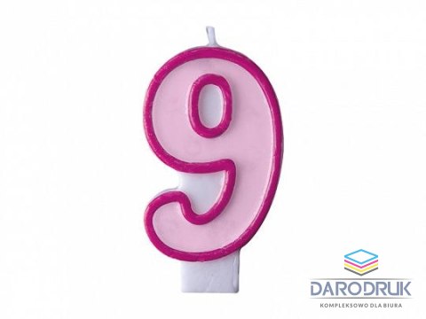 Partydeco Świeczka urodzinowa Cyferka 9 w kolorze różowym 7 centymetrów Partydeco (SCU1-9-006)