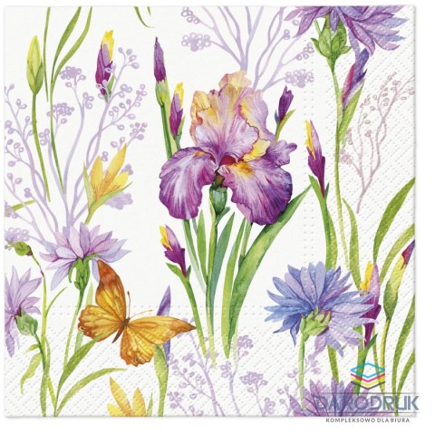 Paw Serwetki Tete Iris with Butterfly mix nadruk bibuła [mm:] 330x330 Paw (TL121200)