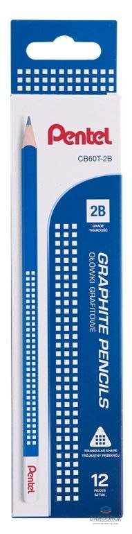 Pentel Ołówek trójkątny drewniany 2B Pentel (CB60T-2B)