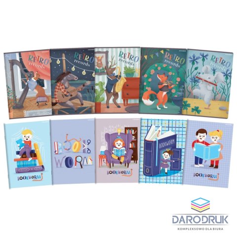 Top 2000 Zeszyt A5 BOOKWORM/RETRO 32k. 70g krata Top 2000 (400169402)
