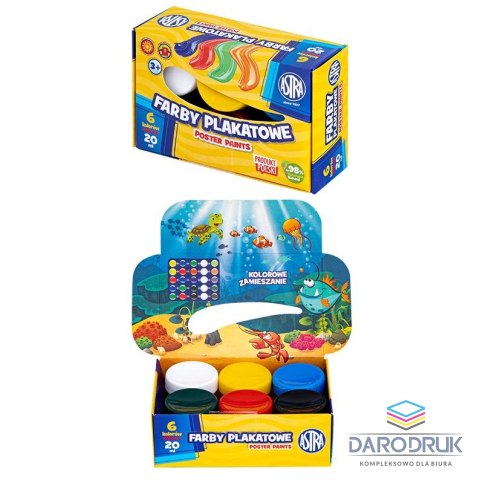 Astra Farby plakatowe kolor: mix 20ml 6 kolor. Astra (301123040)