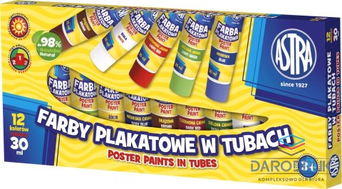 Astra Farby plakatowe kolor: mix 30ml 12 kolor. Astra (83110901)
