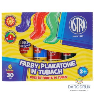 Astra Farby plakatowe w tubach kolor: mix 30ml 6 kolor. Astra (83119900)