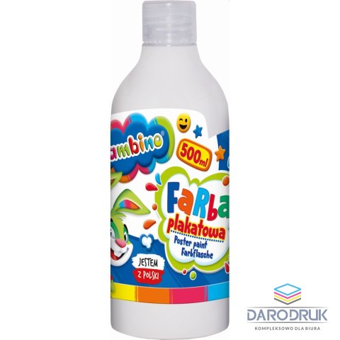 Bambino Farby plakatowe Bambino w butelce 500 ml kolor: biały 500ml 1 kolor. Bambino (biała)