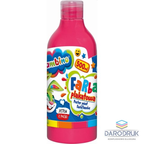 Bambino Farby plakatowe Bambino w butelce 500 ml kolor: różowy 500ml 1 kolor. Bambino (różowa)