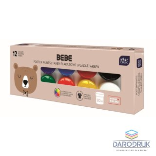 Interdruk Farby plakatowe BEBE FRIENDS kolor: mix 20ml 12 kolor. Interdruk
