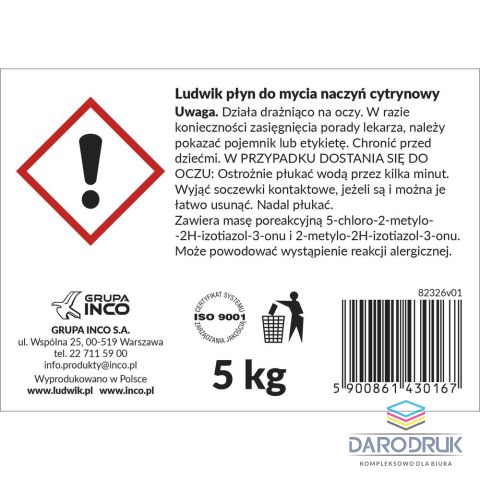 Ludwik Płyn do naczyń płyn do naczyń cytrynowy 5000ml Ludwik