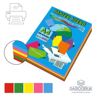 Protos Papier kolorowy A4 intensywny kolor mix 200k. 80g Protos