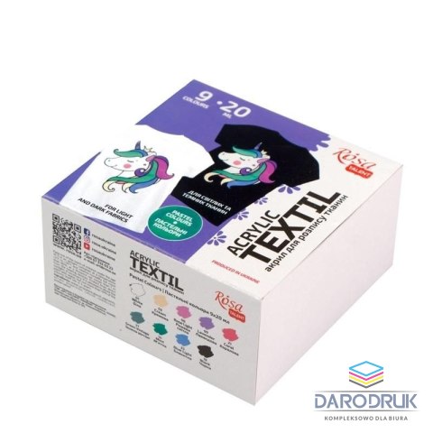 Rosa Farba do tkanin 9 kolorów kolor: mix 20ml 1 kolor. Rosa