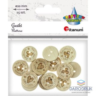 Titanum Guziki Craft-Fun Series 20mm, Handmade with Love naturalny 15 szt Titanum (WDY215)