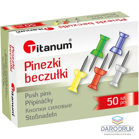 Titanum Pinezki beczułki Titanum kolorowe 50 szt.