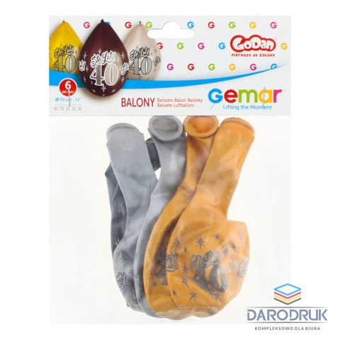 Godan Balon Premium Happy Birthday 40 metaliczny 12`/6 szt