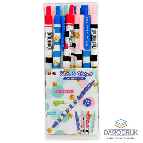 M&G Długopisy automatyczne Dots&Stripes ABP46471 M&G 0,5 mm niebieski wkład
