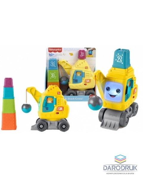 Fisher Price Zabawka edukacyjna Wesoły dźwig Układaj i licz + 4 klocki Fisher Price (HWY64)