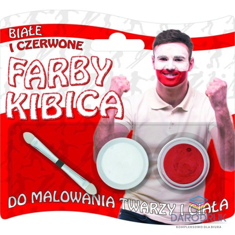 Titanum Farba do malowania twarzy dla kibica biała/czerwona 2 kolor. Titanum