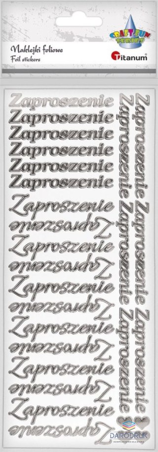 Titanum Naklejka (nalepka) Craft-Fun Series napis „Zaproszenie" srebrny Titanum