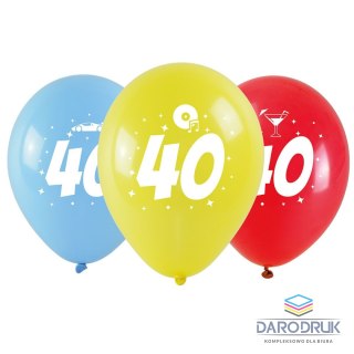 Arpex Balon gumowy z nadrukiem cyferki - 40 (3 szt.) mix 280mm Arpex (KB2013-40-9944)