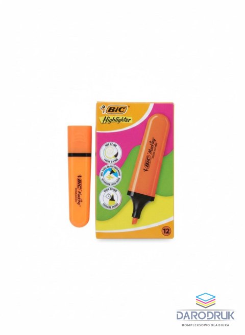 Bic Zakreślacz FLAT HIGHLIGHTER 12 szt 3086123742857 wkład pomarańczowy Bic (517961 neon pomarańczowy)