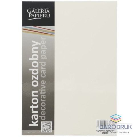Galeria Papieru Papier ozdobny (wizytówkowy) A4 gładki kremowy kremowy 160g Galeria Papieru (202822)