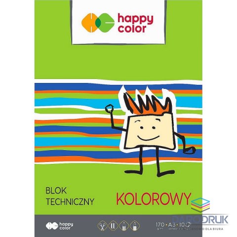 Happy Color Blok techniczny A3 kolorowy 170g 10k Happy Color (HA 3550 3040-09)