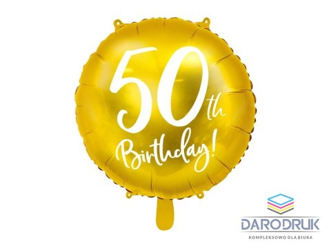 Partydeco Balon foliowy 50 urodziny, złoty 45 cm (18\\\\\\\\ 18cal Partydeco (FB24M-50-019)