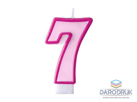 Partydeco Świeczka urodzinowa Cyferka 7 w kolorze różowym 7 centymetrów Partydeco (SCU1-7-006)