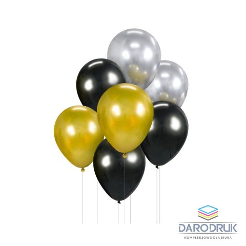 Godan Balon gumowy Bukiet balonowy złoto-srebrno-czarny, 7 szt. miedziana 300mm 12cal Godan (BB-ZSC7)