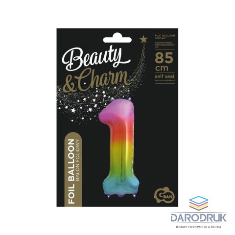 Godan Balon foliowy cyfra 1 tęczowy 85cm Godan (HS-C34T1)