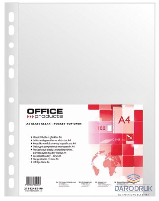 Office Products Koszulki na dokumenty krystaliczne A4 kolor: przezroczysty typu U 50 mic. Office Products (21142415-90)