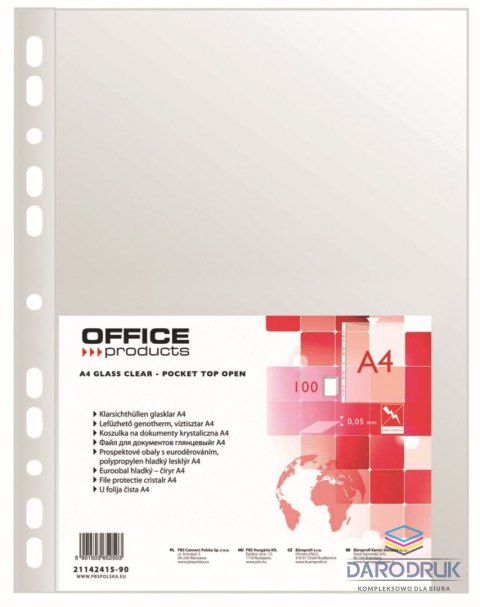 Office Products Koszulki na dokumenty krystaliczne A4 kolor: przezroczysty typu U 50 mic. Office Products (21142415-90)