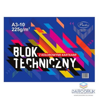 Protos Blok techniczny A3 kolorowy 225g 10k Protos