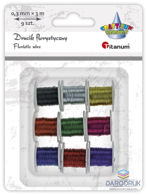 Titanum Drucik Craft-Fun Series florystyczny 9szt/0,3mmx3m kolor: mix metalizowany 300mm 3 m Titanum