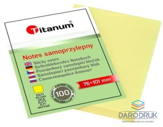 Titanum Notes samoprzylepny (karteczki) żółty 100k [mm:] 76x101 Titanum (S-2002)