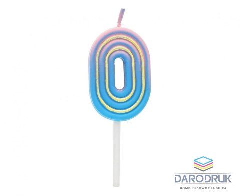 Godan Świeczka urodzinowa cyferka B&C Neon 0, 44x28x12mm Godan (7C-SCN0)