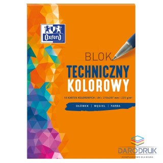 Oxford Blok techniczny Oxford A4 kolorowy 225g 10k Oxford (400093230)