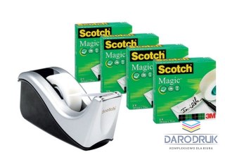 Scotch Taśma biurowa Magic komplet rolek + podajnik 19x33 [mm x m] Scotch (3M-70005258358)