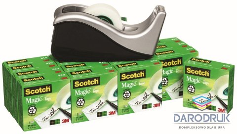 Scotch Taśma biurowa Magic komplet rolek + podajnik 19x33 [mm x m] Scotch (3M-70005258358)