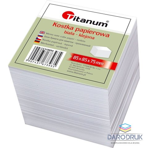 Titanum Kostka papierowa klejona duża biały [mm:] 85x85x 75 Titanum