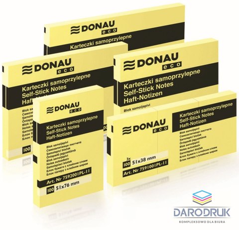 Donau Notes samoprzylepny (karteczki) Eco żółty 100k [mm:] 38x51 Donau (7591001PL-11)