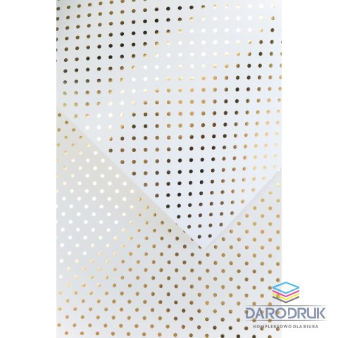 Galeria Papieru Papier ozdobny (wizytówkowy) A4 metaliczne kropki złoty złoty 200g Galeria Papieru (208932)
