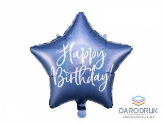 Partydeco Balon foliowy Happy Birthday, 40cm, granatowy 15,5cal Partydeco (FB93-074)