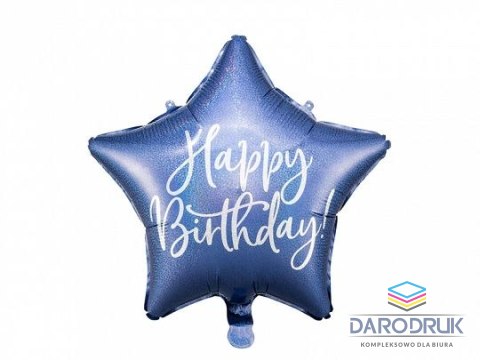 Partydeco Balon foliowy Happy Birthday, 40cm, granatowy 15,5cal Partydeco (FB93-074)