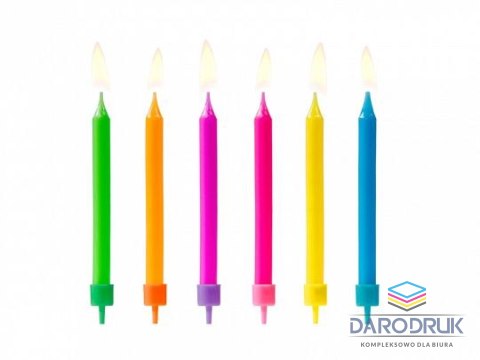 Partydeco Świeczka urodzinowa Kolorowe, mix 6 kolorów 6,5cm/6szt. Partydeco (SCP-4)