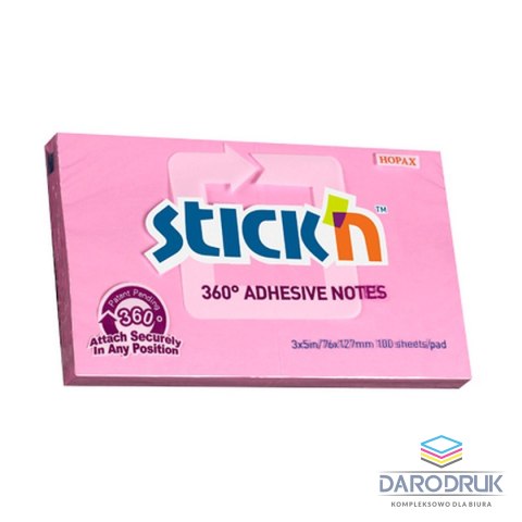 Stick'n Notes samoprzylepny (karteczki) 360 stopni zielony 100k [mm:] 127x76 Stick'n (21558)