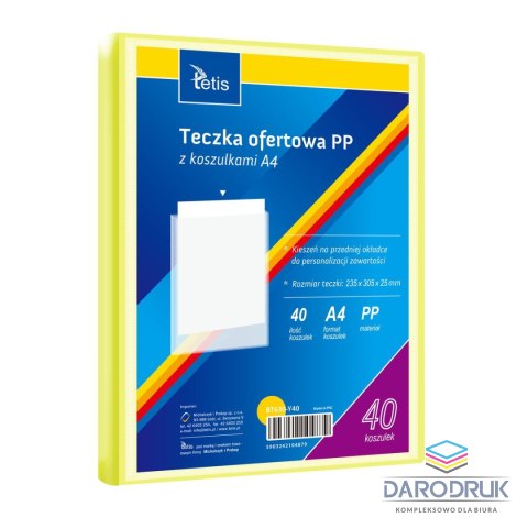 Tetis Teczka plastikowa A4 40 koszulek 5903242104879 A4 żółty Tetis (BT630-Y40)
