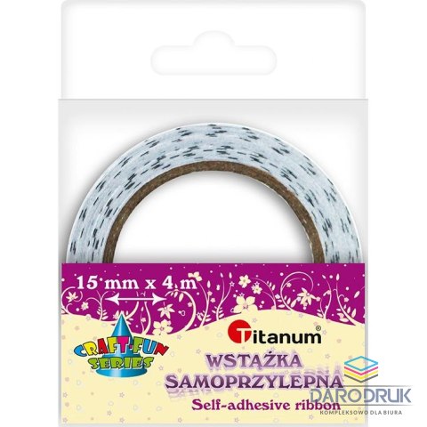 Titanum Taśma ozdobna Craft-Fun Series tekstylna samoprzylepna w kropki 15x4 [mm x m] biała Titanum
